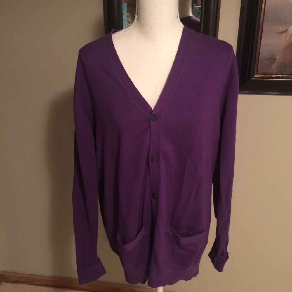 JCP size M unisex purple cardigan
